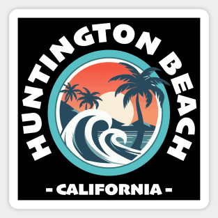 Huntington Beach - California (with White Lettering) Magnet